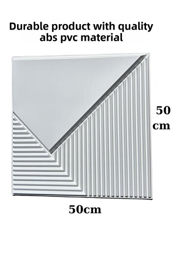 Renkli Duvarlar White 50Cmx50Cm 1Pcs 3D Abs Pvc Striped Patterned Durable Wall Panel Erasable Paneling Panel