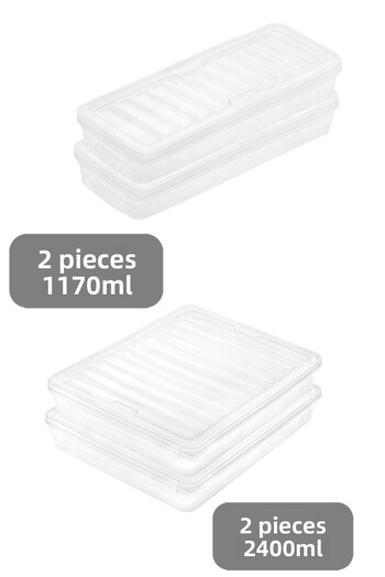 Meleni Home 4-Piece Clear Lid Microwave Compatible Organizer Set Organizer Storage Container 2X2400 2X1170 ml