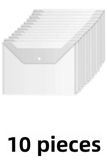 Noki Transparent A4 Snap Fastener File Envelope File 10 Pieces