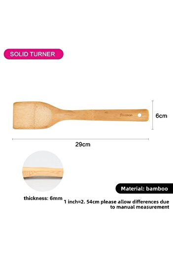 Fissman Wooden Turner 30cm, Bamboo Flat Turner with Hanging Hole for Cooking, Baking