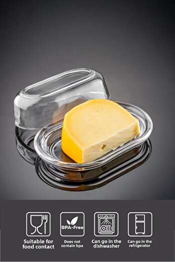 Vienev Glass Butter Bowl with Lid 176 ml