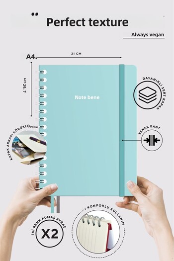 Victoria's Journals Nota Bene Spiral Premium Hard Cover Notebook, 21x29.7 cm, Striped