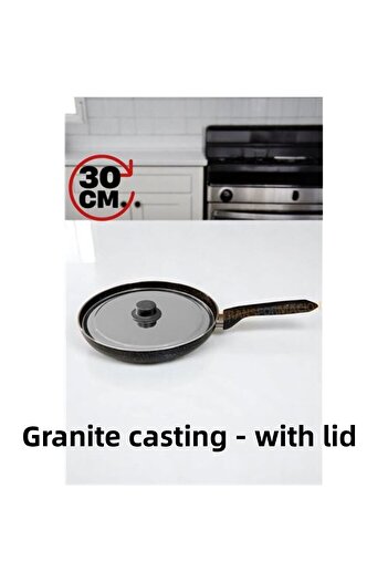 ModaCar Engstore Granite Cast Pan with Stainless Steel Lid - Non-Stick Base 30 cm