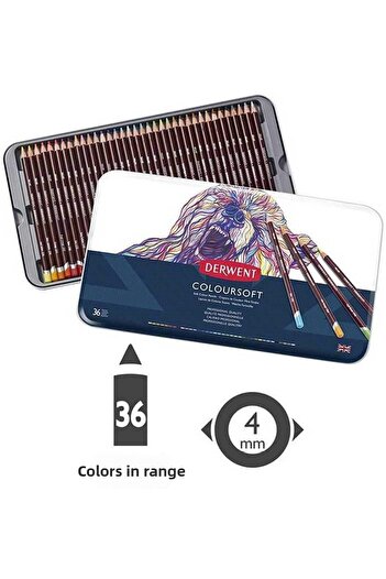 Derwent Colored Soft Dry Paint - Coloursoft 36 Pieces Tin Box