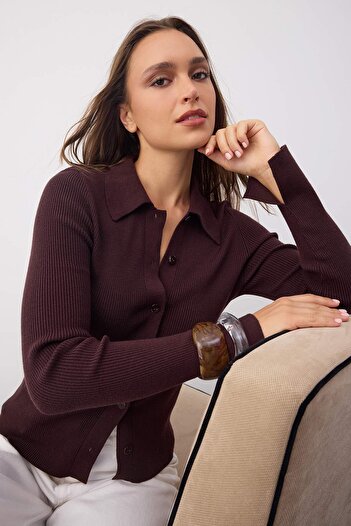 Trendyol Collection Wardrobe Essentials Brązowy sweter z golfem z wysokiej jakości przędzy | TWOAW26HI00225