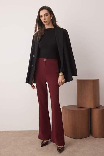 Trendyol Collection Burgundy Flare Spanish Leg Bootcut Woven Trousers Tofaw19Bb0581