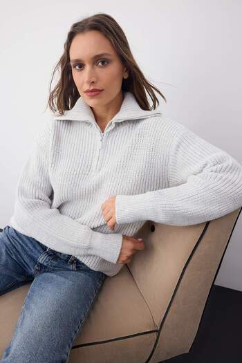 Trendyol Collection Wardrobe Essentials Light Gray Soft Textured Knitwear Sweater |   Twoaw26Kz001800