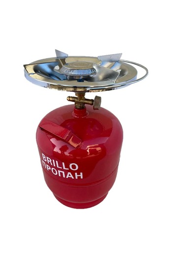 Brillo Travel Gas Cylinder with Burner Brillo, 5 Liters, Standard Thread, Compatible with LPG