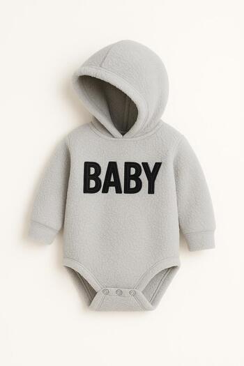 nevrankids Welsoft Plush Hooded Bodysuit - Gray