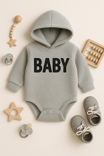 nevrankids Welsoft Plush Hooded Bodysuit - Gray