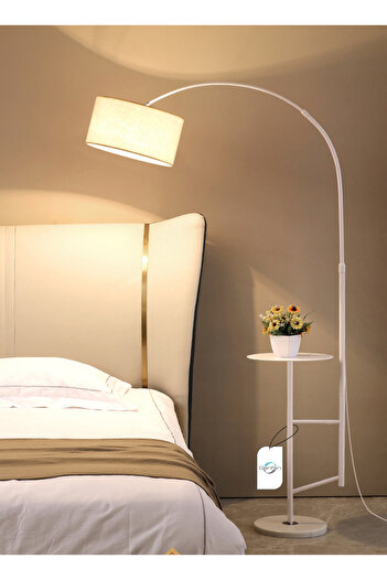 sharpdo Pure Natural Marble Floor Lamp Height Adjustable (with Shelf)