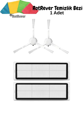 RotRever Xiaomi X10 Robot Vacuum Cleaner (M. Code: Bhr6068Eu) Compatible Side Brush, Hepa Filter, Rotrever Cloth Set - 5 Pieces