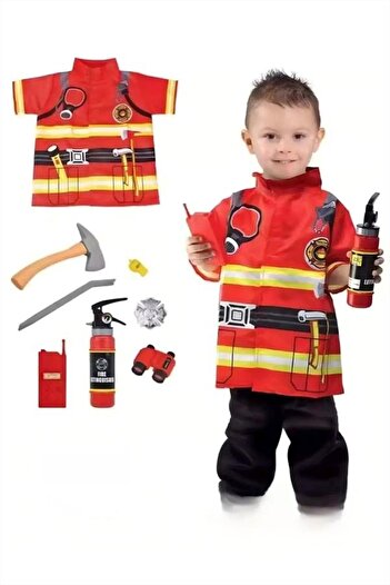 Generic Fireman Costume Children, Role Play Costume Toy for Children, M, 120cm