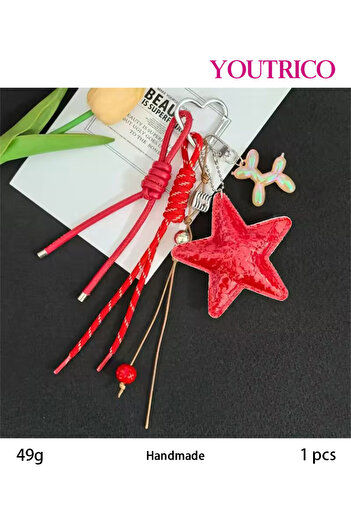 Youtrico Leather Star Dopamine Color Handmade Bag Charm, Keychain, Gift Accessory