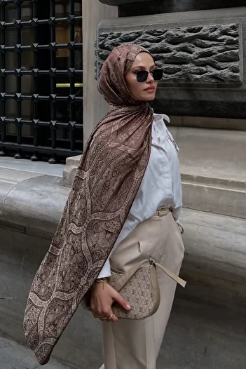 Mooncorn Σάλι Shine Line - Bitter Brown-Beige Pattern
