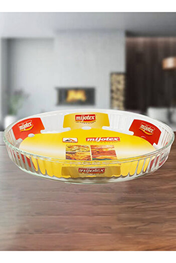 mijotex صينية خبز زجاجية دائرية من البايركس سعة 1.9 لتر، 4.5 سم × 29.3 سم