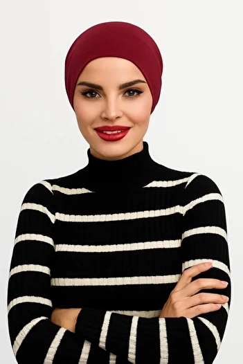 ALDAİR Hijab Elastic Non-Slip Seamless Snap-On Marine Cap Practical Bonnet