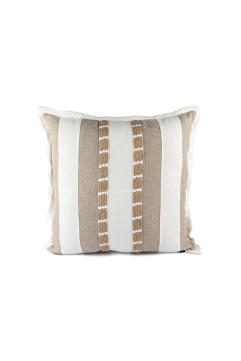 Mikasa Moor 55x55 Бежево-біла подушка з смужками