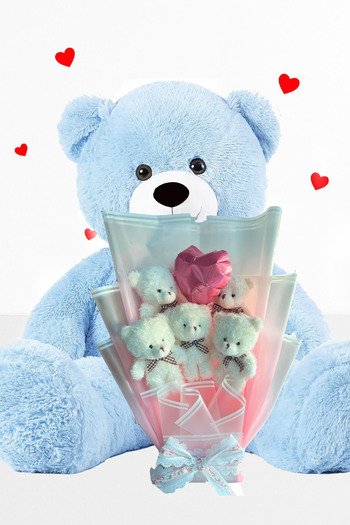 Sole 90 cm Large Plush Bear Teddy Bear and Heart Balloon Teddy Bear Bouquet Romantic Gift for Lover Birthday