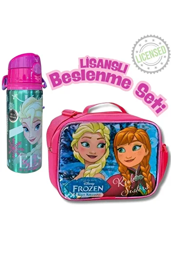 Disney Frozen Licensed Nutrition Set – Steel Water Bottle and Lunch Bag | Elsa & Anna Design