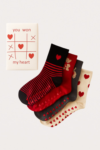 Katia&Bony Women's Heart Teddy Patterned 4 Pack Boxed Socket Socks