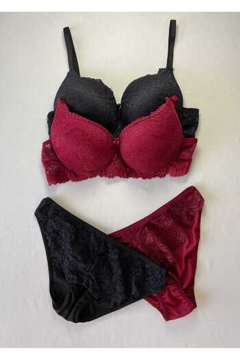 FNC design Women's Padded (Supported) Underwire (Wired) Lace 2-Piece Bra Set