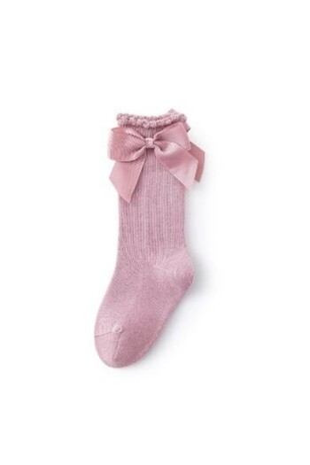 Mixbo Long socks for girls Mixbo, with bows, tall, cotton, pink, L