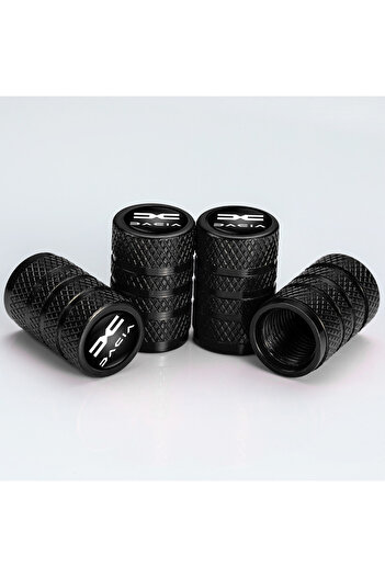 OEM Set de 4 capace de supapă auto, capace de supapă, Dacia, design premium, logo 3D, negru