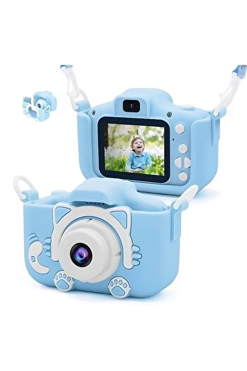 FOXMAG24 Children's Camera, 2'' Screen, 12MP, 1080P HD, 2000+ Photos, 2h Video, USB Charging, Blue