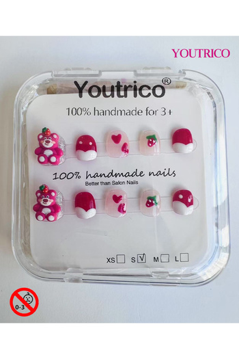Youtrico Kids Press-on Nails - 100% Handmade Non-Toxic Safe for Ages 3+ Cute Green Kids' Fake Nails