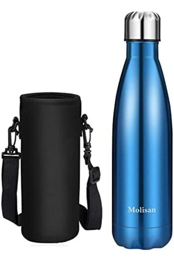 Generic MOLISAN Stainless Steel Water Bottle, 500ml Double Walled Vacuum Flask with Pouch, BPA Free 12 Hours