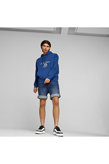 Puma Mens CLASSICS CAFE Hoodie - Blue