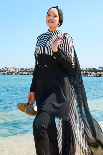 EBRUTESETTÜR Chiffon Pareo Adjustable Waist Hijab Swimsuit