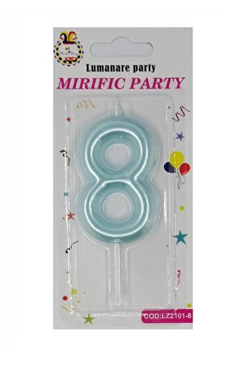 SDX Market Cake candle, number 8, Turquoise Blue