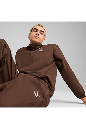 Puma Mens CLASSICS Woven Relaxed Crew - Brown