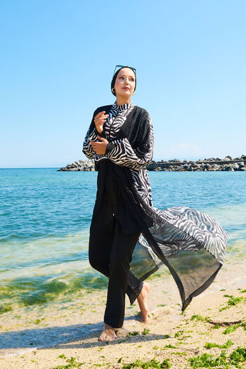 EBRUTESETTÜR Chiffon Pareo Adjustable Waist Hijab Swimsuit
