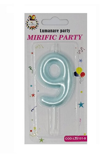 SDX Market Cake candle, number 9, Turquoise Blue