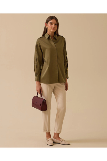 SEÇİL Gold Button Detailed Straight Cut Shirt