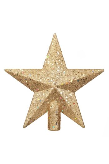 OEM Christmas Tree Topper, Gold Star, Glitter, Beads, 22 cm