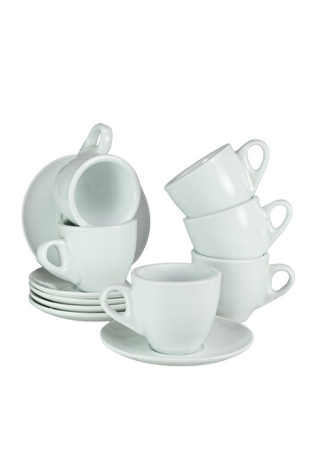 Cesiro Set 6 cesti cu farfurie Alb Lucios 75 ml