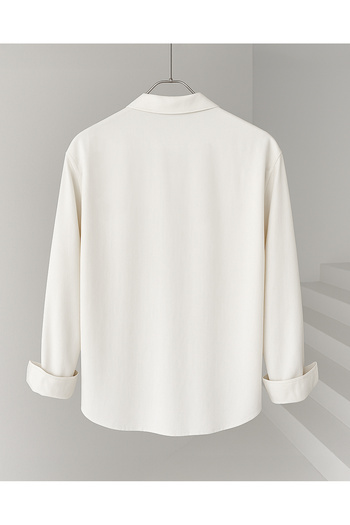 NO1 KONSEPT White Loose Fit Aerobin Draped Long Sleeve Shirt