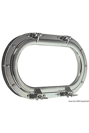 OSCULATI Hublot oval din alamă, 265x435 mm cu inel de etanșare, blocare cu piuliță fluture