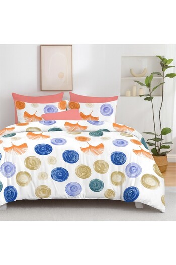 Pucioasa Finet bedding set with 6 pieces, colorful circles and orange leaves