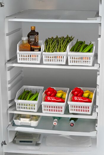 EWs 6-Piece Wide Refrigerator Organizer Organizer Multi-Purpose Cabinet Organizer White 20X30X14 cm