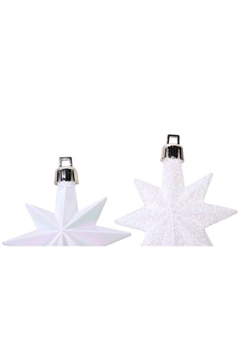 Lioness Set of 16 white star-shaped Christmas baubles, Lioness, 8 cm