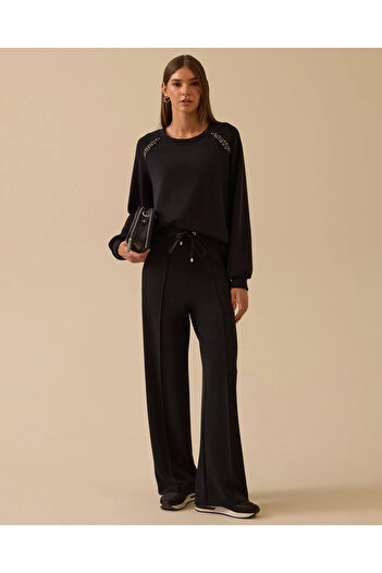 SEÇİL Lace-Up High Waist Wide Leg Trousers