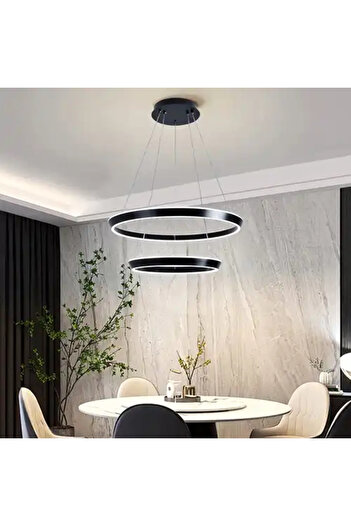 LED CONCEPT LED chandelier with 3 types of light and remote control, black, round, 240W, dimmable, 60x60x90cm
