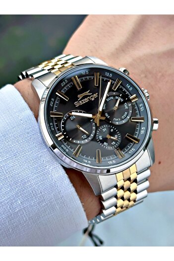 Slazenger Functional 10 Atm Waterproof Steel Cord Steel Case Men's Wrist Watch 2453.06Mr