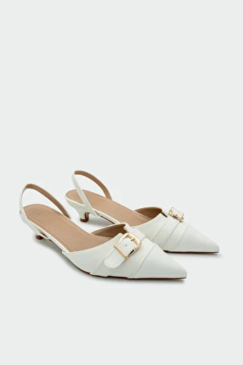 LAMİNTA Dudi White Belt Detailed Women's Heeled Shoes