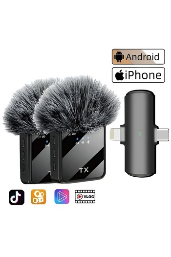 Generic Dual Wireless Lavalier Microphone for iOS and Android Devices for Video Recording, Interviews, and Live Streaming